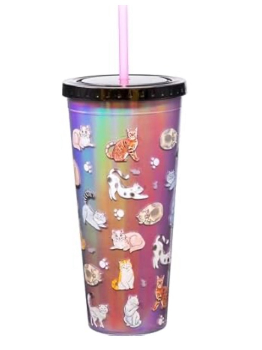 Spoontiques Acrylic Foil Cup with Straw 20 0z Cat Doodles 🐈 NEW